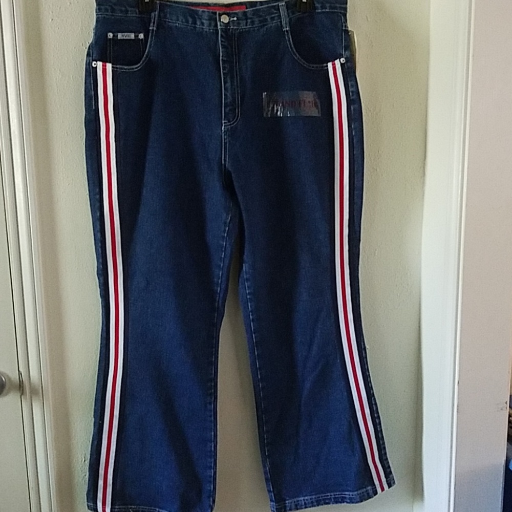 🆕️ High Waisted, Wide Leg  Side Stripe Jeans